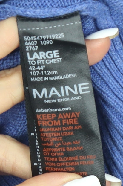 Maine Men's Blue Cotton Pullover Jumper L