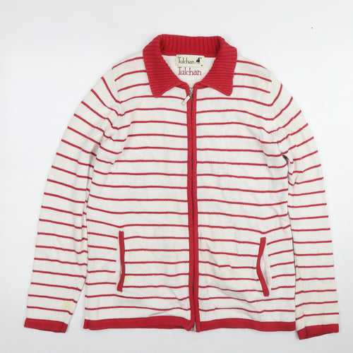 Tulchan Women's Red Striped Full Zip Jumper M