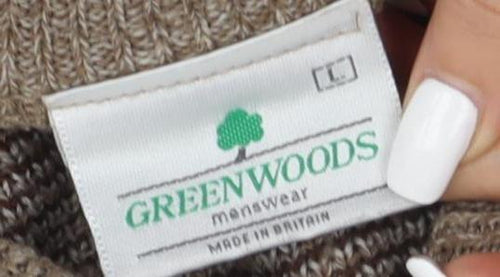 Greenwoods Men's Brown Geometric Cardigan M