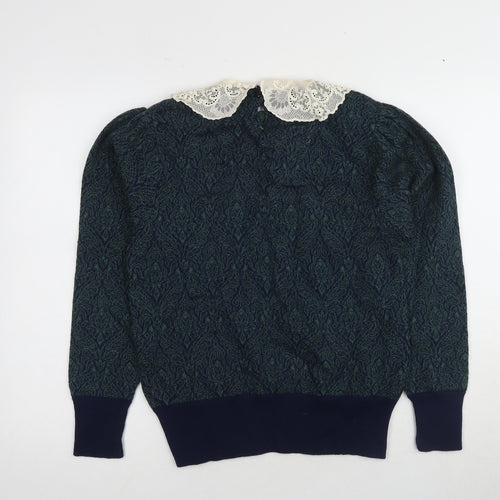 Laura Ashley Women's Green Collared Jumper S