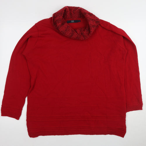 Isle Women's Red Cowl Neck Jumper, Size L, Stylish Knit