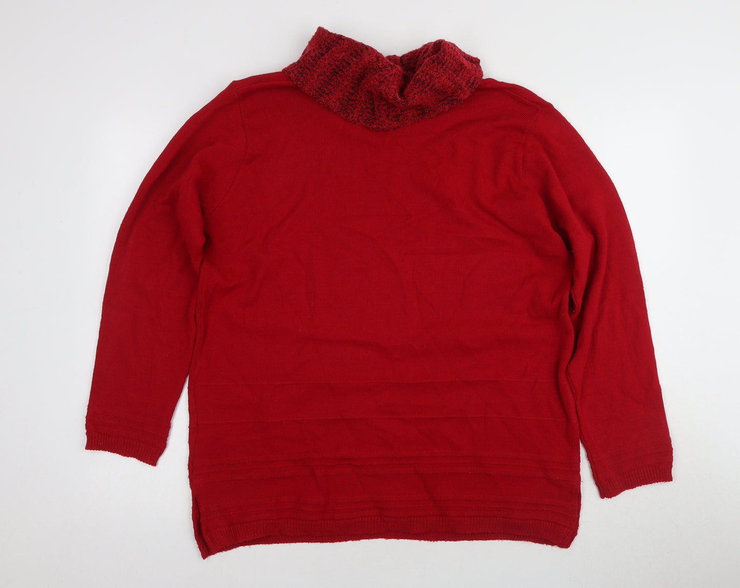 Isle Women's Red Cowl Neck Jumper, Size L, Stylish Knit