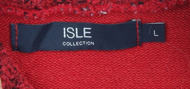 Isle Women's Red Cowl Neck Jumper, Size L, Stylish Knit