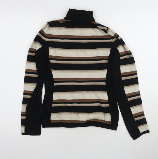 Karen Millen Women’s Black Striped Roll Neck Jumper Size 10