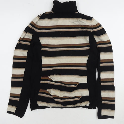 Karen Millen Women’s Black Striped Roll Neck Jumper Size 10