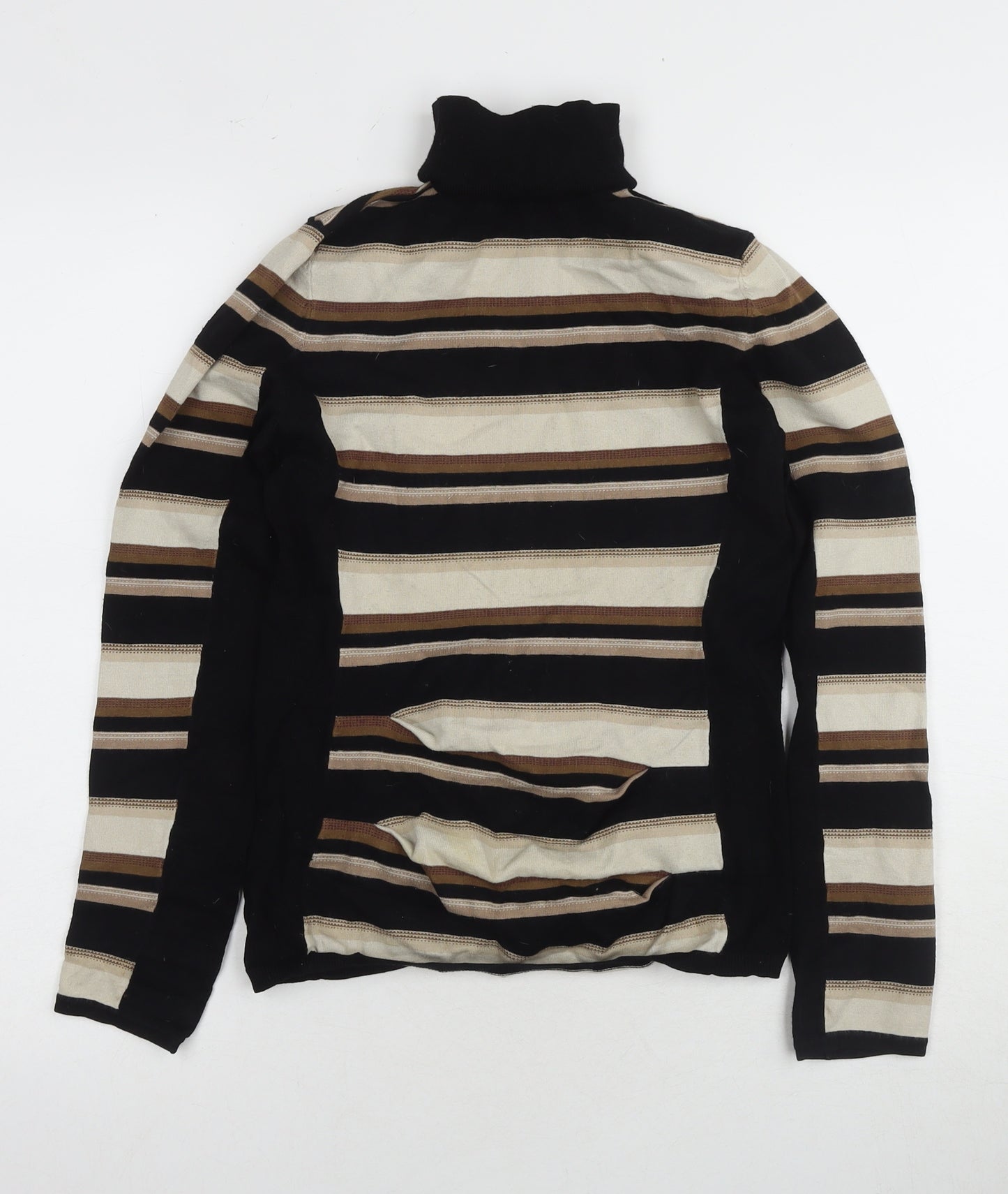 Karen Millen Women’s Black Striped Roll Neck Jumper Size 10