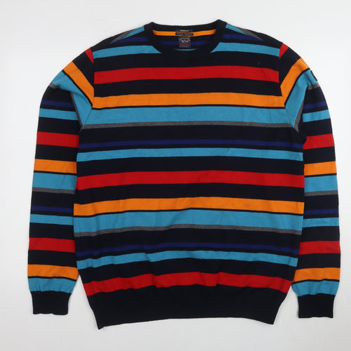 Paul & Shark Men's Multicoloured Striped Wool Pullover, Size 2XL
