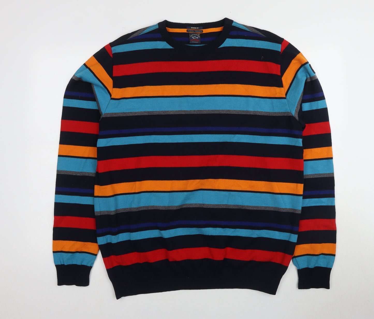 Paul & Shark Men's Multicoloured Striped Wool Pullover, Size 2XL