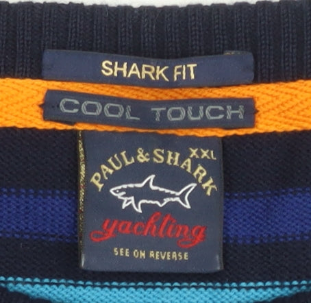 Paul & Shark Men's Multicoloured Striped Wool Pullover, Size 2XL
