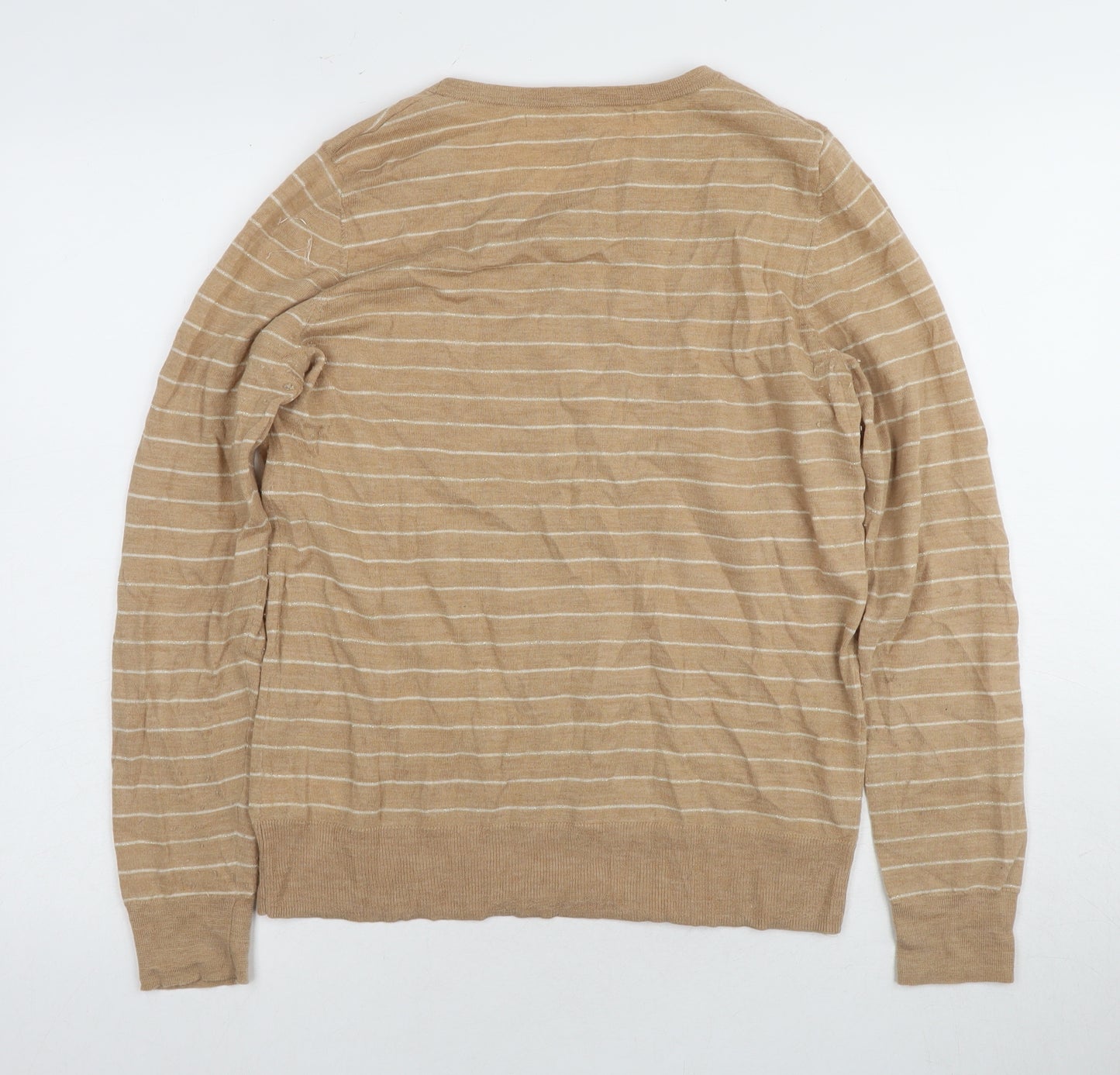 Max Studio Women's Beige Striped Pullover Jumper Size 14