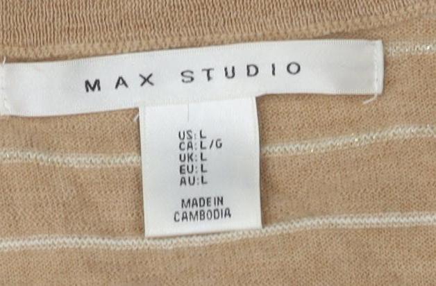 Max Studio Women's Beige Striped Pullover Jumper Size 14