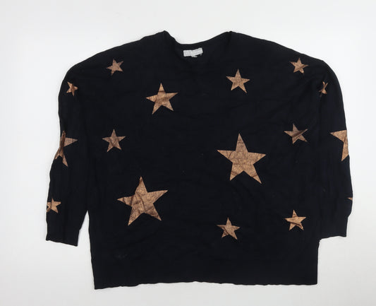 Red Herring Women's Black Star Jumper Size 10