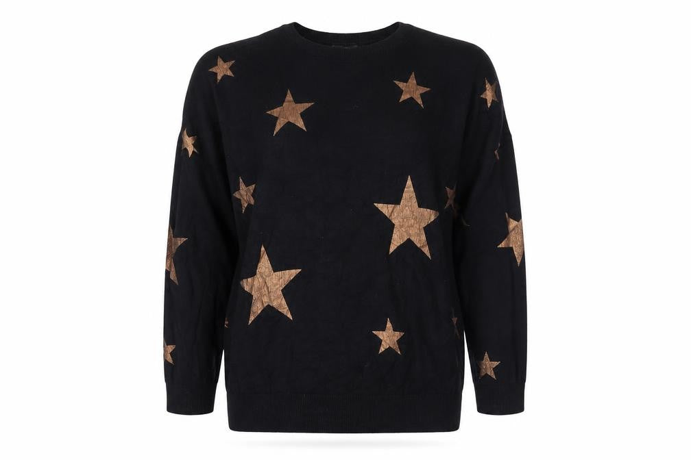 Front view of Red Herring Women's Black Star Jumper, size 10