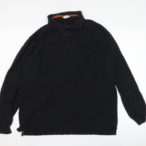 Cotton Traders Men's Black Long Sleeve Polo XL