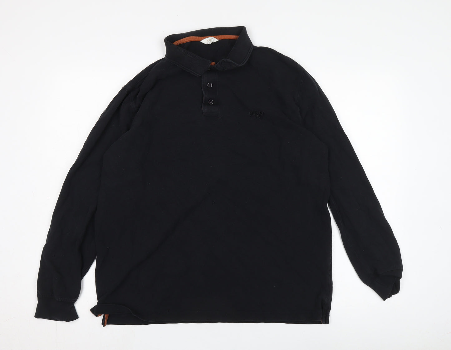 Cotton Traders Men's Black Long Sleeve Polo XL