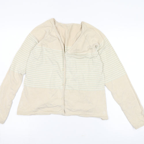 Cerruti 1881 Women's Beige Striped Cardigan Size 14