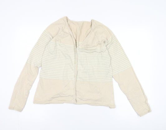 Cerruti 1881 Women's Beige Striped Cardigan Size 14