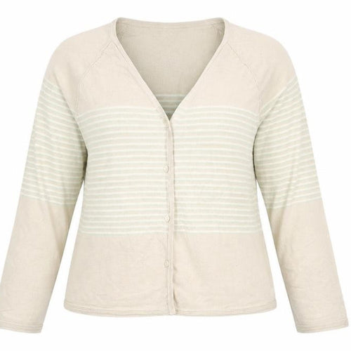 Cerruti 1881 Women's Beige Striped Cardigan Size 14