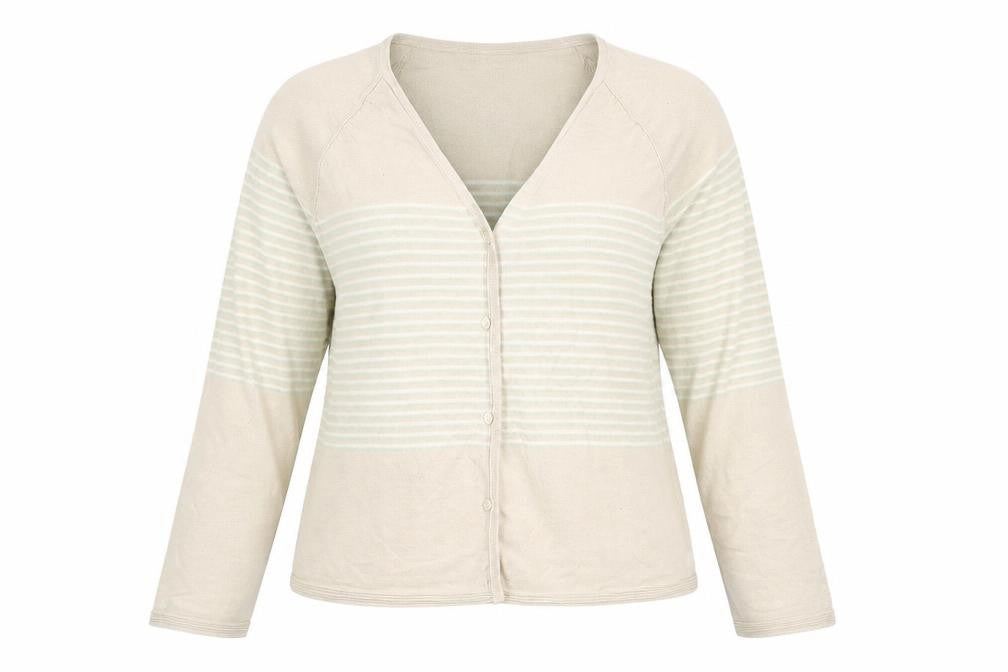 Cerruti 1881 Women's Beige Striped Cardigan Size 14