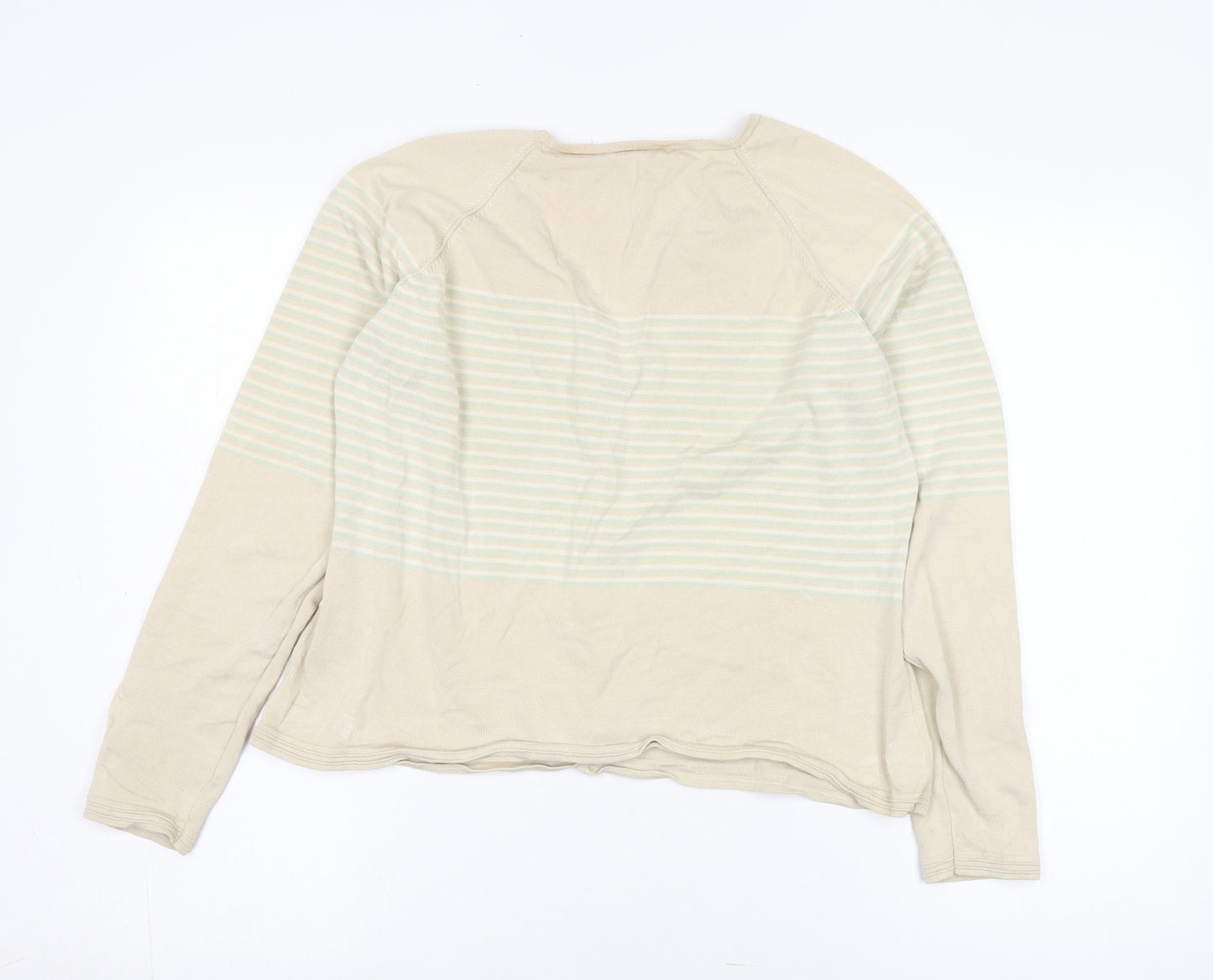 Cerruti 1881 Women's Beige Striped Cardigan Size 14