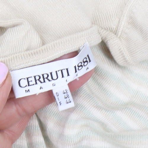 Cerruti 1881 Women's Beige Striped Cardigan Size 14