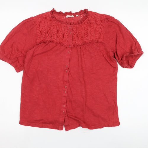 FatFace Women's Red Crochet Blouse Size 12 Casual