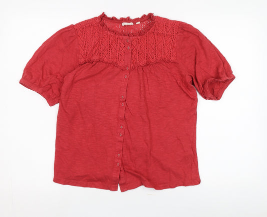 FatFace Women's Red Crochet Blouse Size 12 Casual