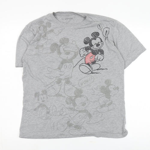 Disney Men’s Grey Mickey Mouse T-Shirt - Large