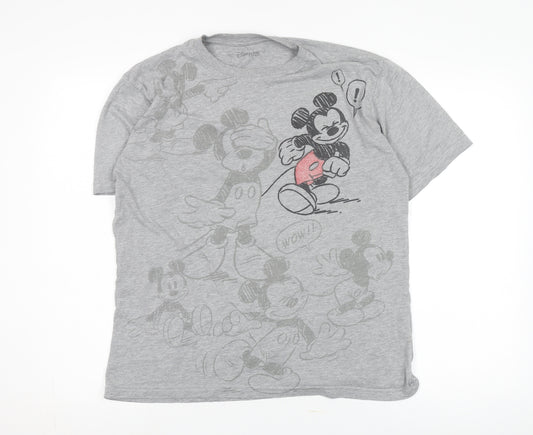 Disney Men’s Grey Mickey Mouse T-Shirt - Large