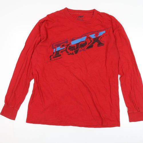 Fox Men's Red Long Sleeve Graphic T-Shirt L