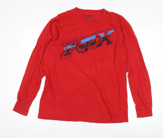 Fox Men's Red Long Sleeve Graphic T-Shirt L