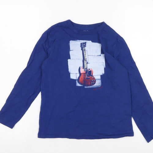 GapKids Boys Blue Graphic Long Sleeve T-Shirt, Size 6-7