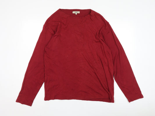 EWM Men's Red Long Sleeve Cotton T-Shirt - Size L