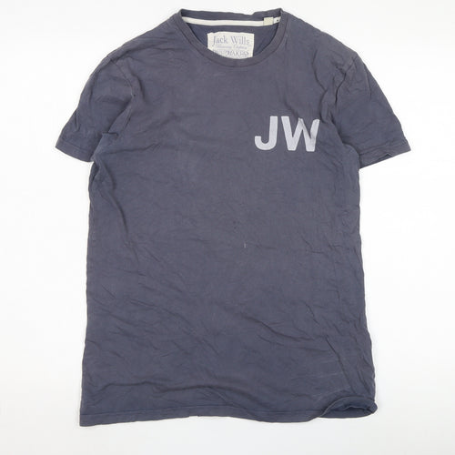 Jack Wills Men's Grey Cotton Graphic T-Shirt Size S