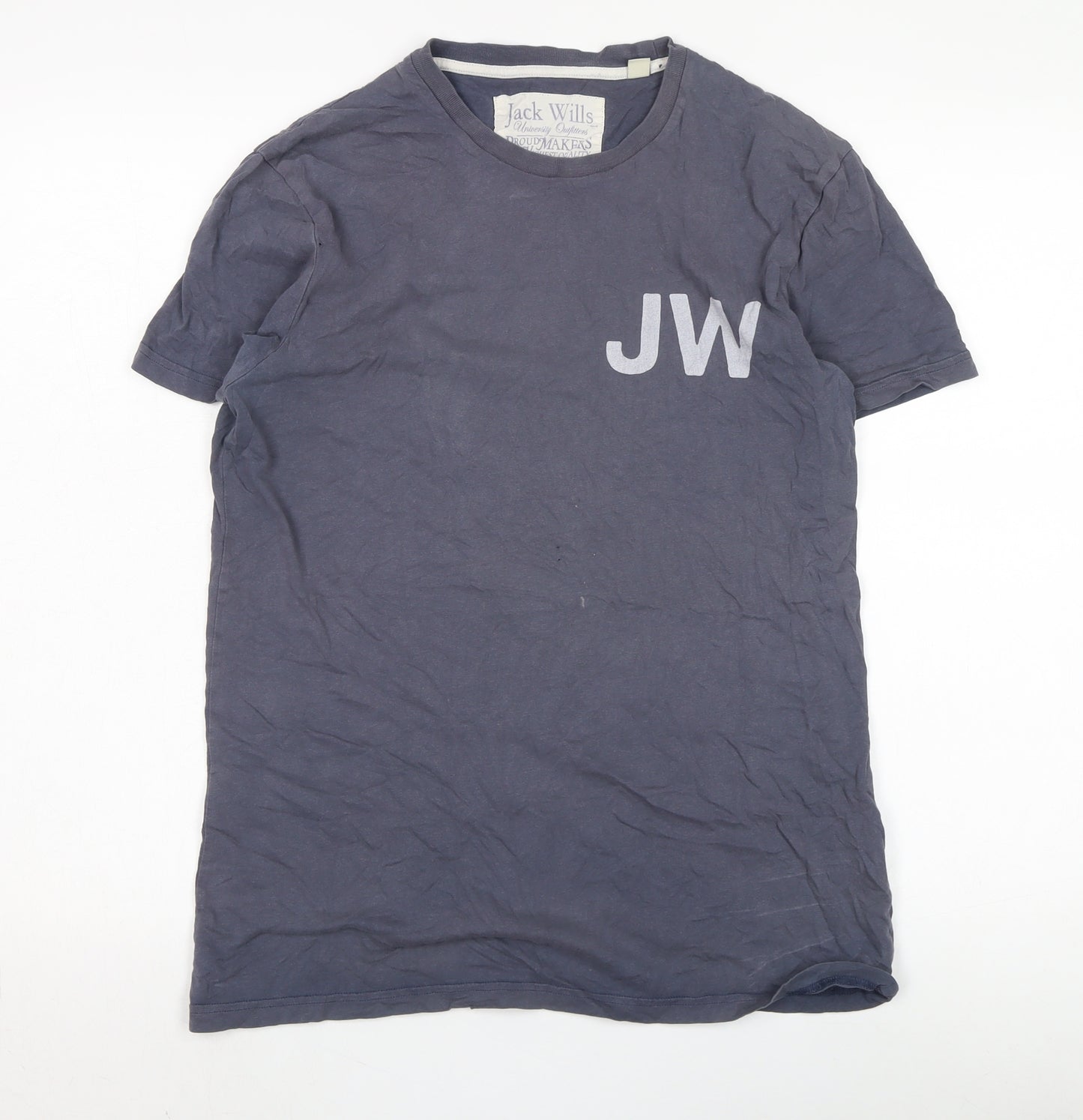 Jack Wills Men's Grey Cotton Graphic T-Shirt Size S