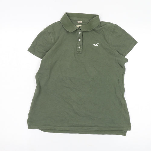 Hollister Women’s Green Polo, Size L, Cotton