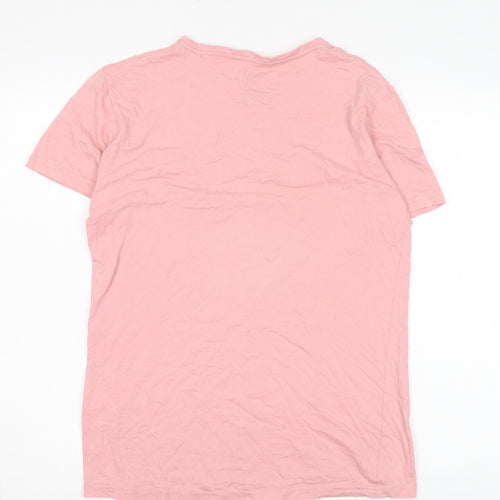 Solid Pink Women's T-Shirt M Crew Neck Short Sleeve