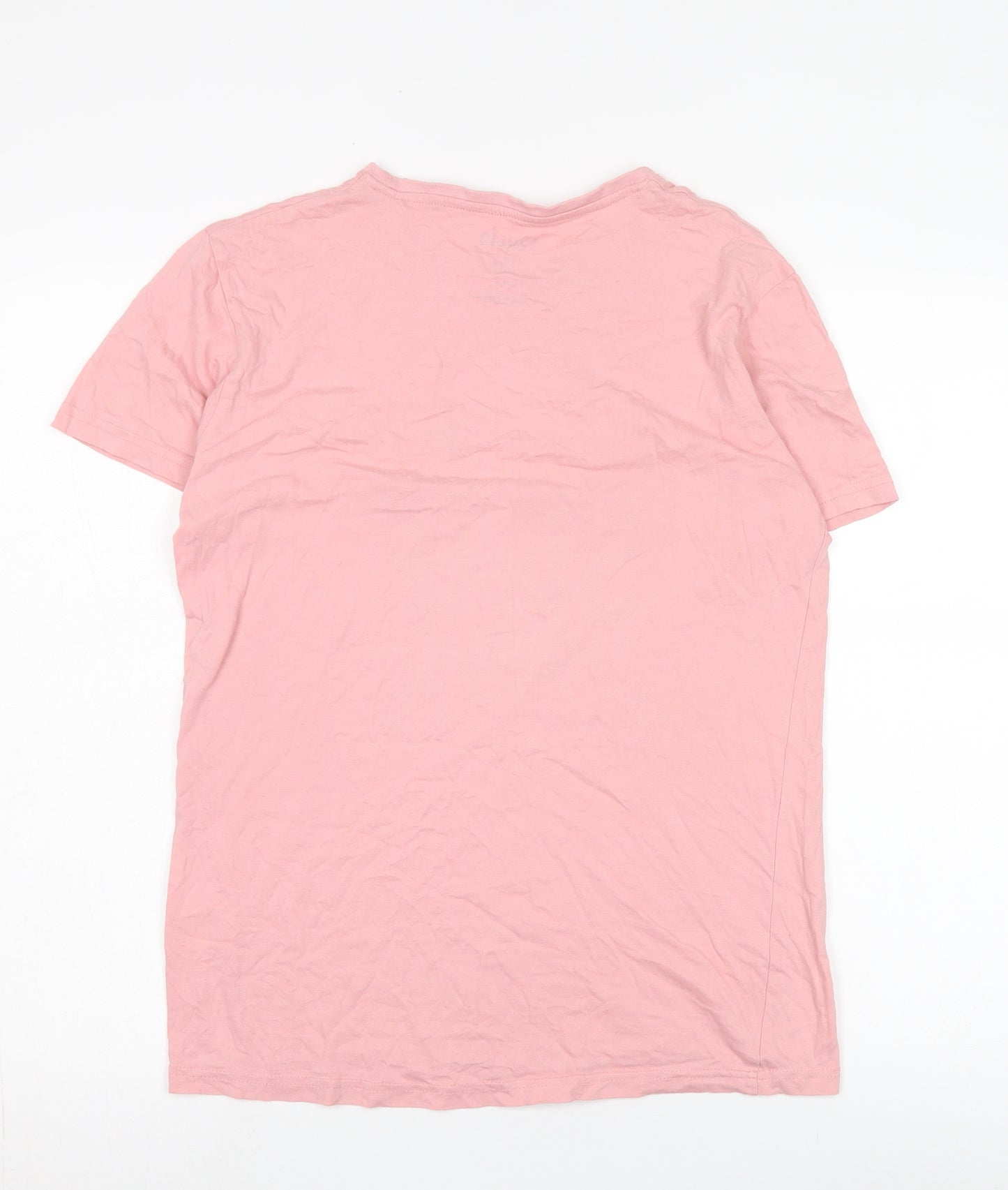 Solid Pink Women's T-Shirt M Crew Neck Short Sleeve