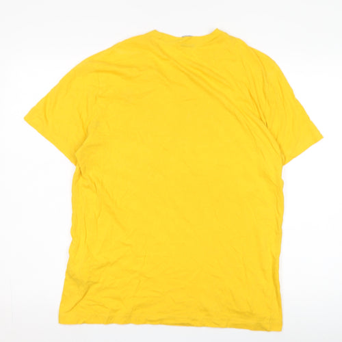 Champion Yellow Graphic T-Shirt, Men's M, Cotton Comfort