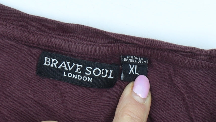Brave Soul Men's Red XL Regular Fit T-Shirt
