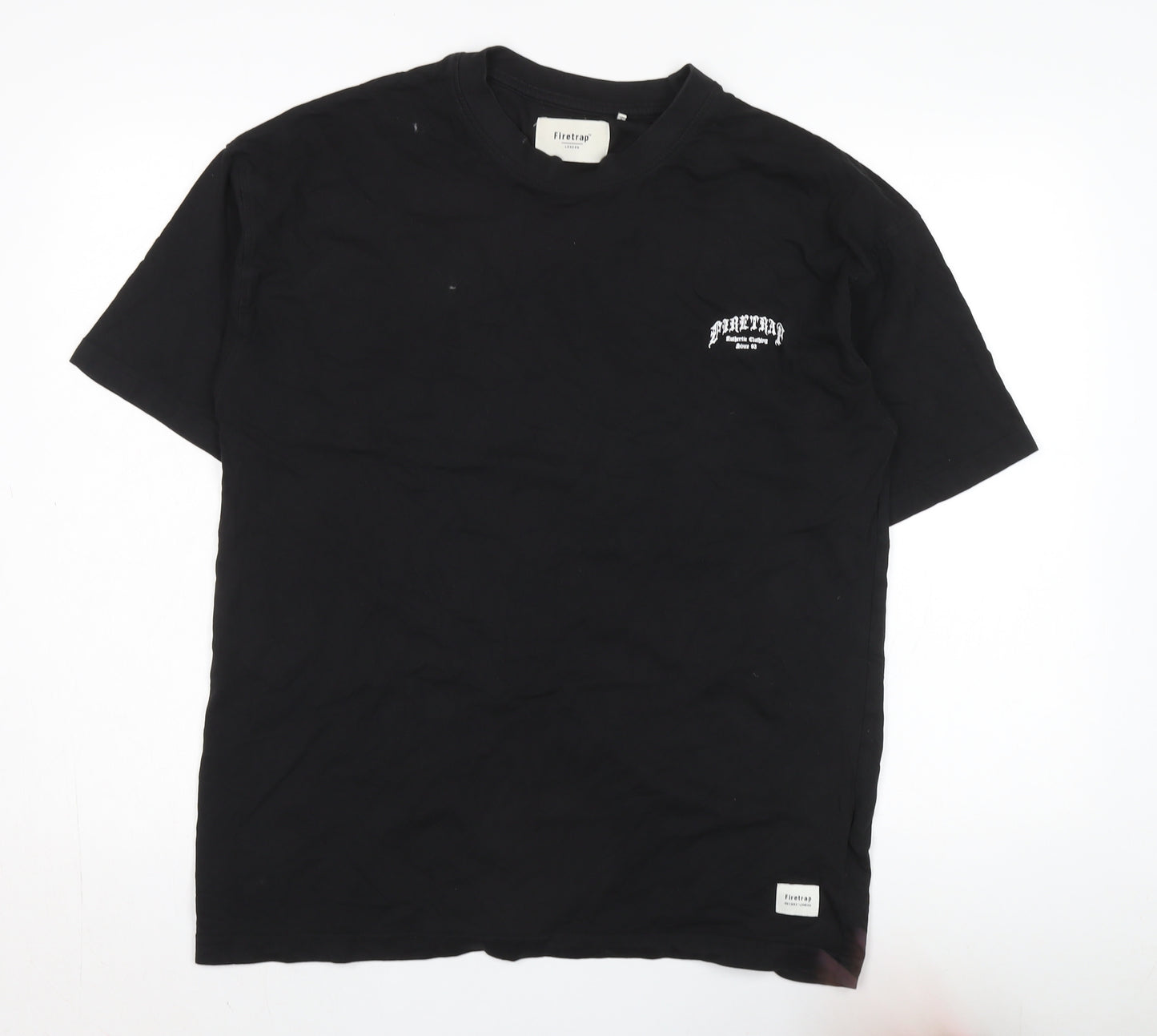 Firetrap Men's Black Crew Neck T-Shirt, Large, Logo