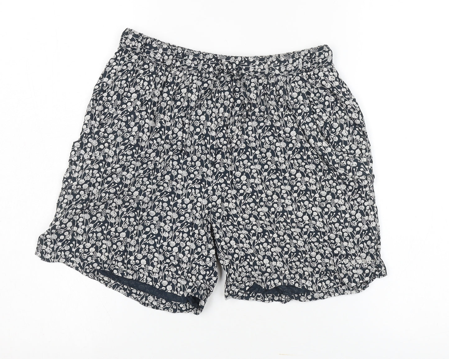 Weird Fish Women's Black Floral Viscose Shorts Size 8