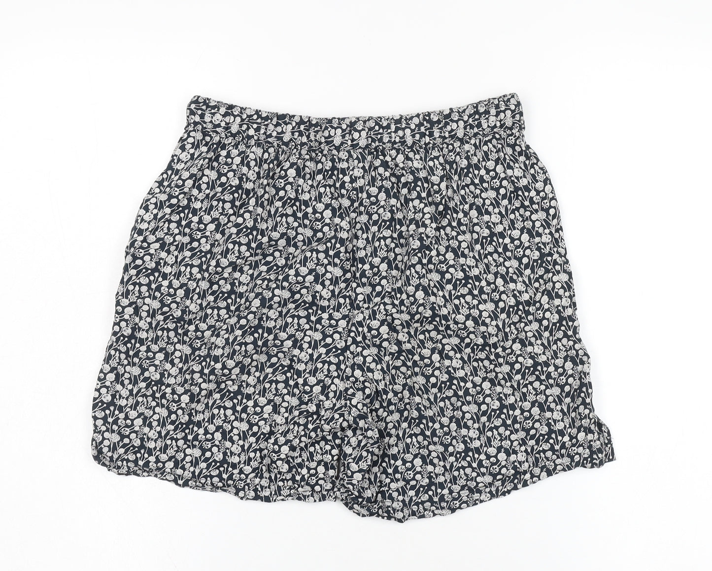 Weird Fish Women's Black Floral Viscose Shorts Size 8