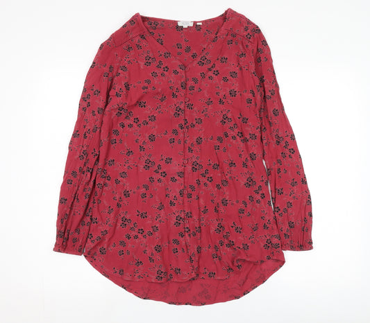 Fat Face Women’s Red Floral Tunic Blouse, Size 8