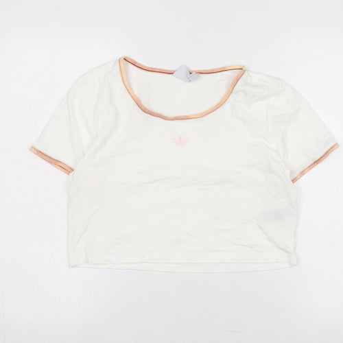 Adidas Women's White Cropped T-Shirt Size 16