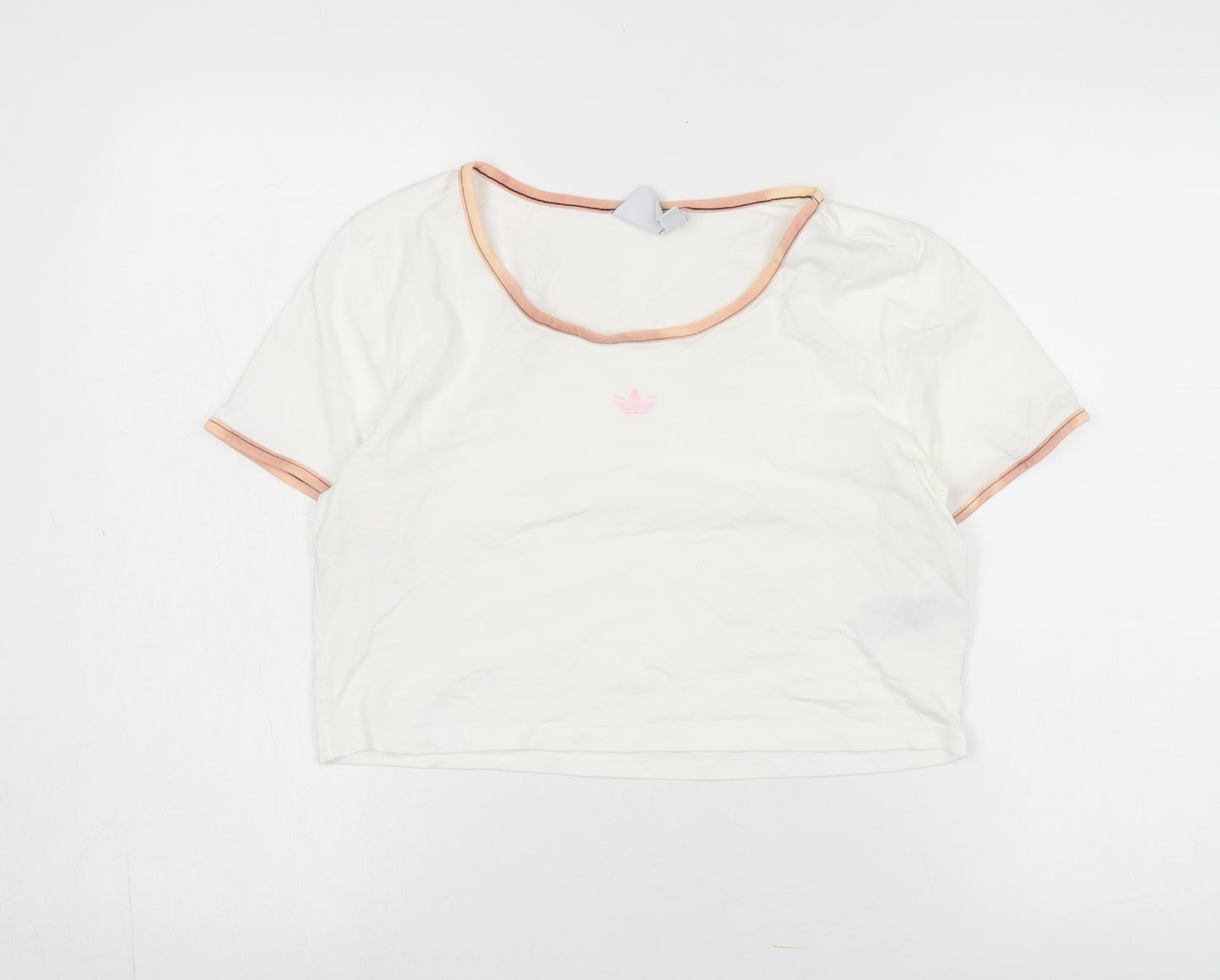 Adidas Women's White Cropped T-Shirt Size 16