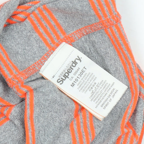 Superdry Men's Grey Orange Striped T-Shirt, Size S