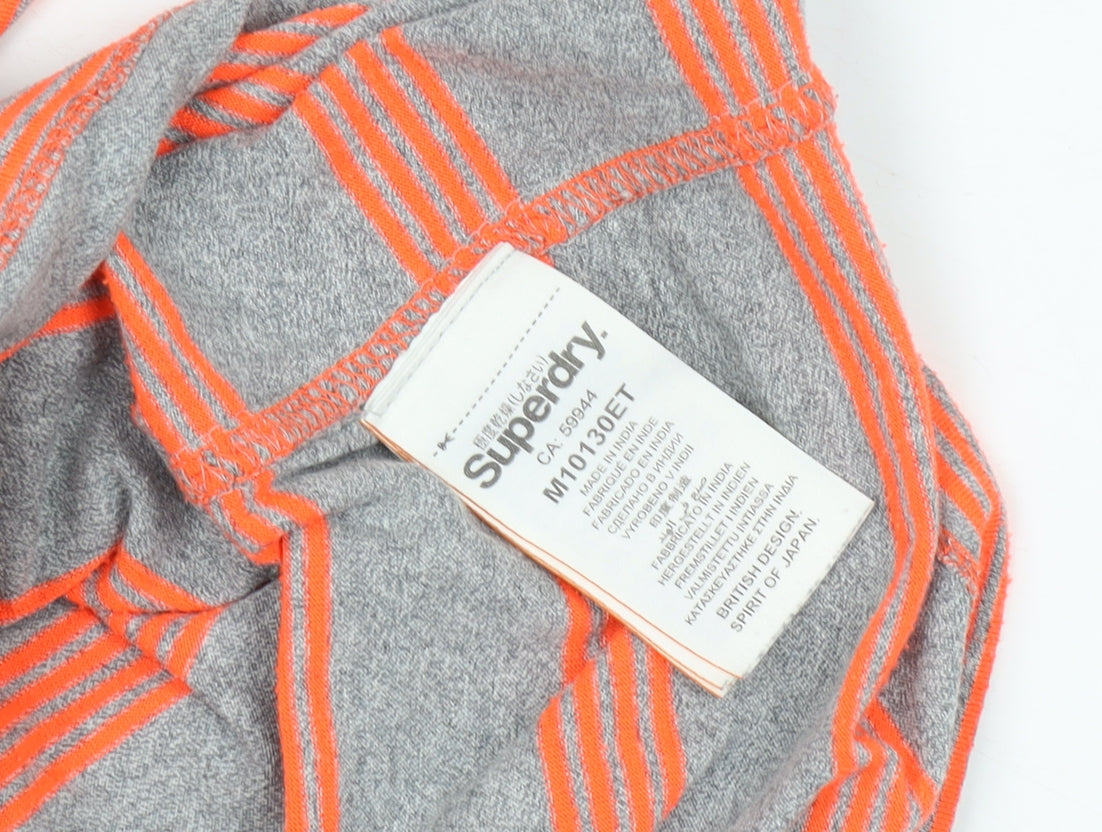 Superdry Men's Grey Orange Striped T-Shirt, Size S