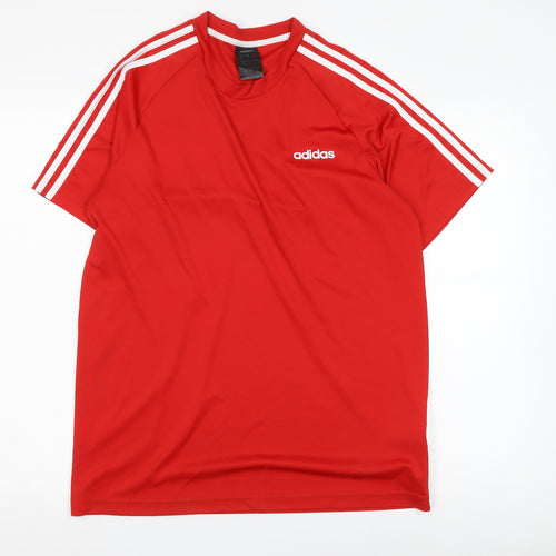 Adidas Men's Red Short Sleeve Logo T-Shirt Size L