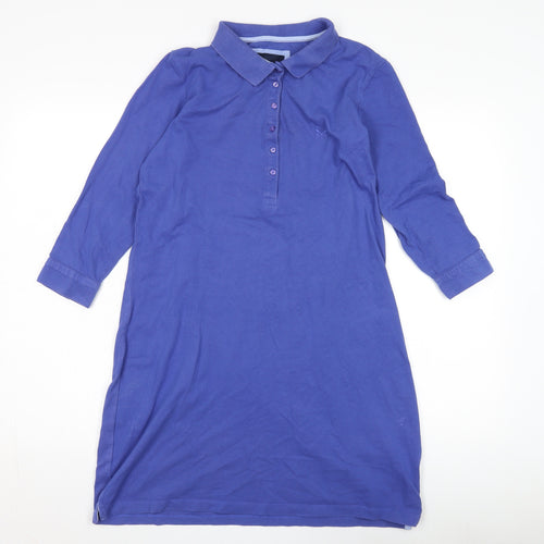 Crew Clothing Women's Blue Shirt Dress, Size 10, 3/4 Sleeve